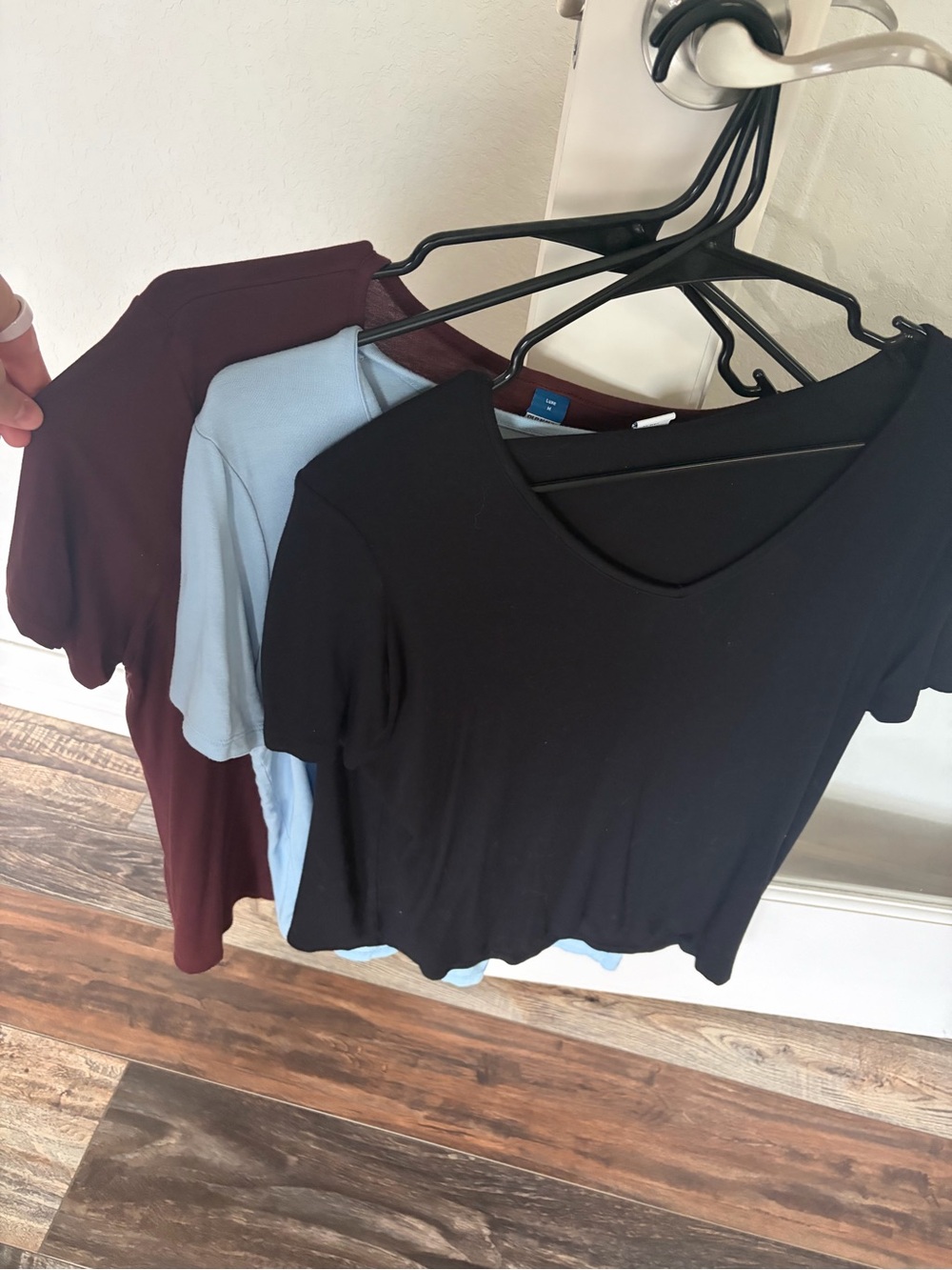 Bundle of THREE TSHIRTS V-Neck Women's Tee in Black, Blue and Maroon